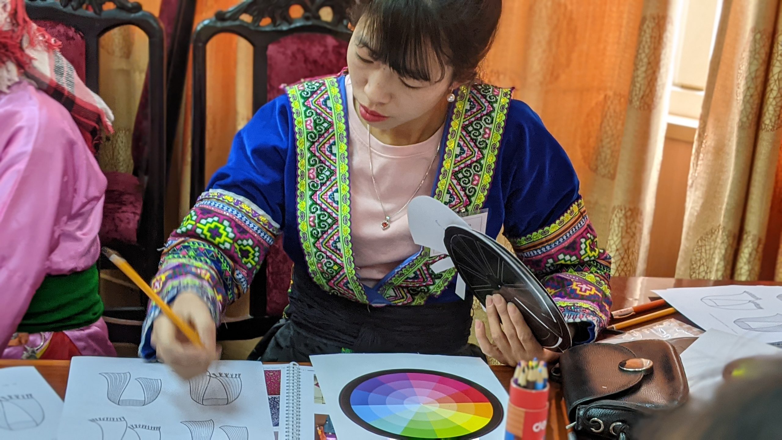 Vietnamese woman learning colour theory